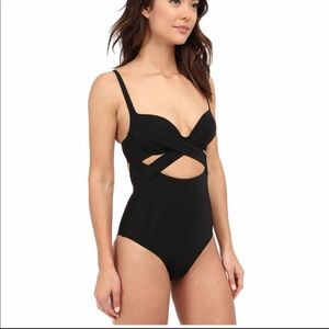 Black One piece Swimsuit with cutouts by JETS by Jessika Allen